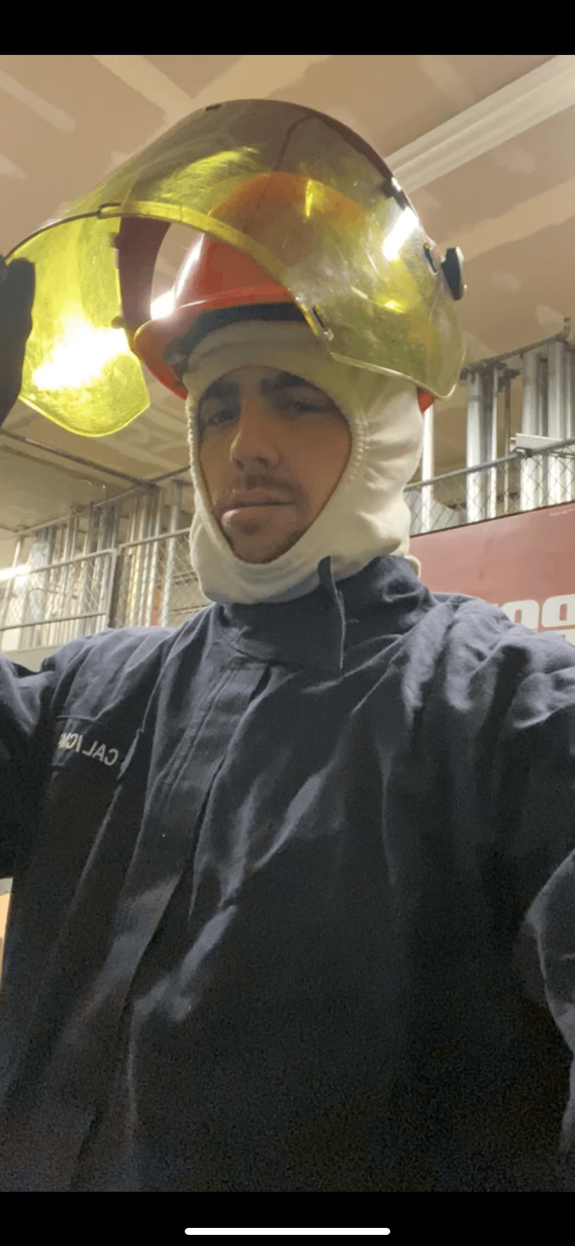 Michael on the jobsite as an IBEW journeyman electrician